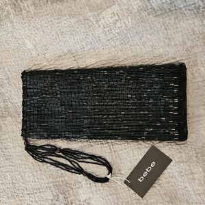 BEBE Black Beaded Clutch